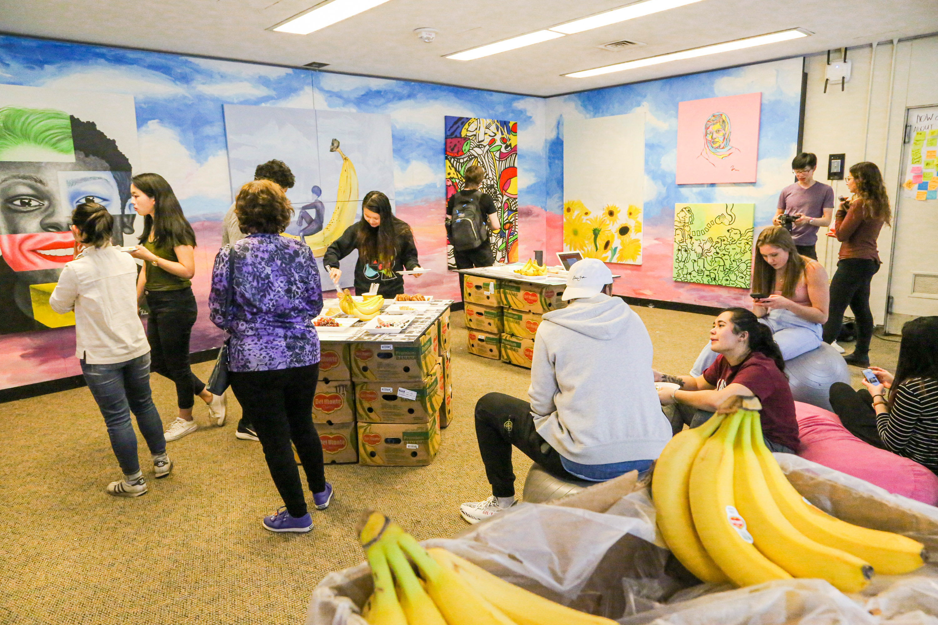 students hanging out in the Banana Lounge