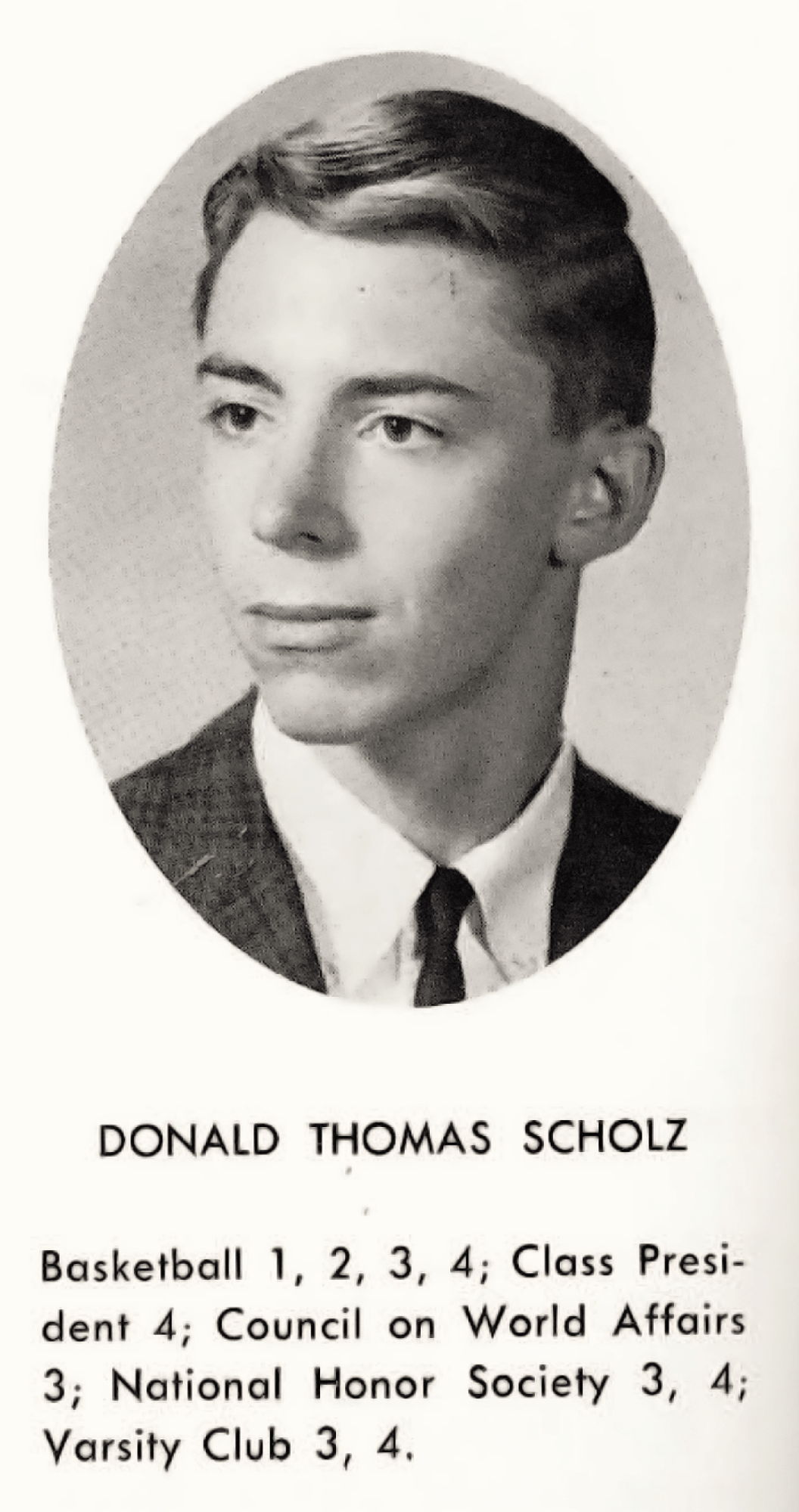 Scholz's high school class picture